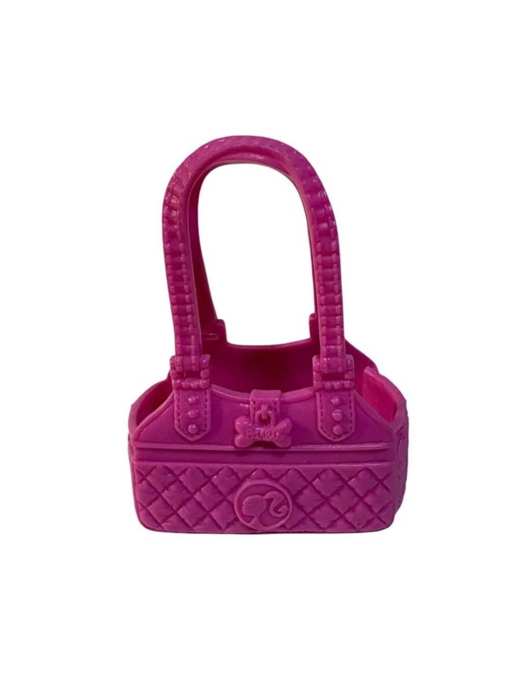 Barbie Pink Plastic Pet Carrier Tote Quilted Design & Double Handles 2" Long